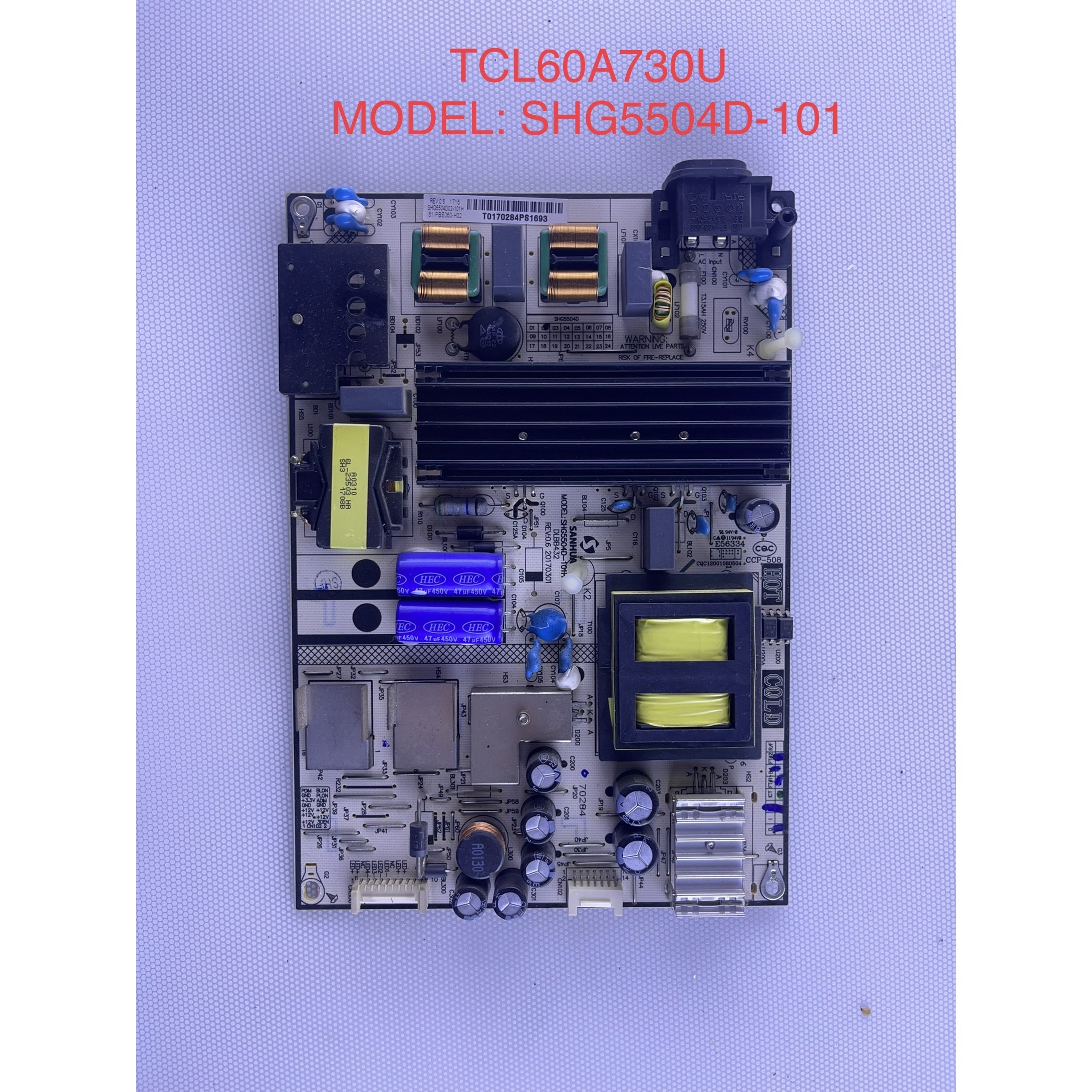 原装TCL60A730U L60P2-UD 电源板SHG5504D-101H 81-PBE060-H02