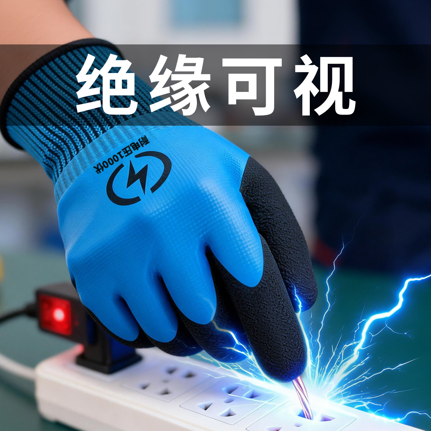电工绝缘手套专用高压防护1000V电力维修国标认证防触电劳保橡胶图片