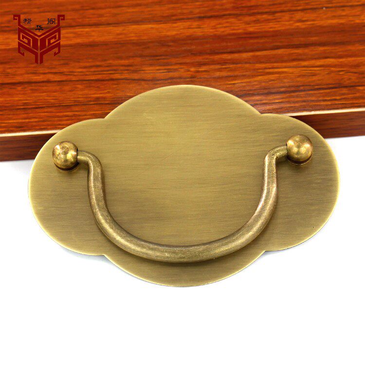 新中式抽屉铜拉手仿古书桌抽屉纯铜把手古铜抽屉拉手家具复古五金