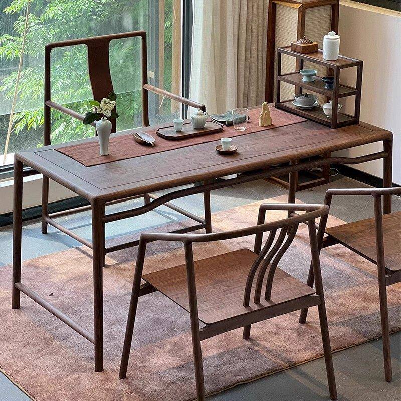 新中式老榆木茶桌宋代美学禅意办公功夫泡茶台家用茶室茶几桌