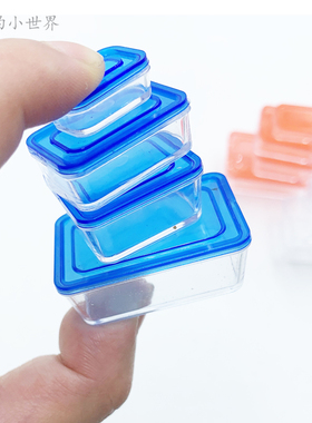 娃娃屋dollhouse迷你微缩食玩模型配件 仿真袖珍透明便当盒保鲜盒