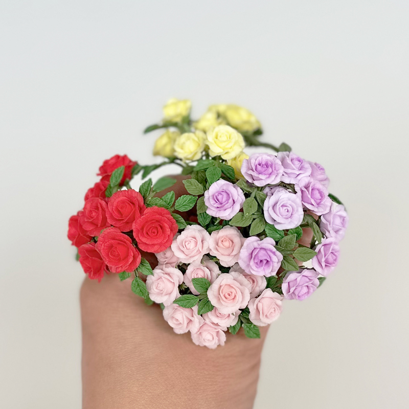 1:12娃娃屋dollhouse家居摆件迷你玫瑰花模型微缩场景配件小花束
