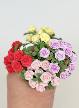 1:12娃娃屋dollhouse家居摆件迷你玫瑰花模型微缩场景配件小花束