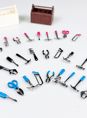 1：12娃娃屋dollhouse家具配件迷你小工具箱微缩场景摆件起子整套