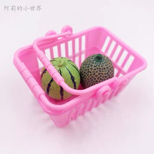 娃娃屋道具食玩场景摆件过家家玩具超市菜篮子微缩迷你购物篮模型