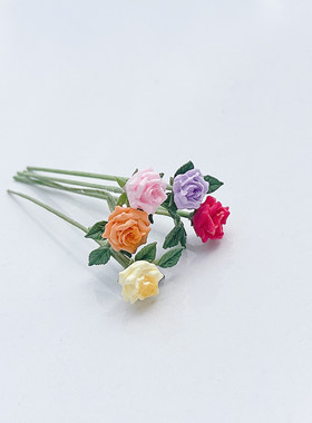 1:12娃娃屋玩具摆件微缩拍摄场景道具迷你花卉玫瑰花月季植物插花