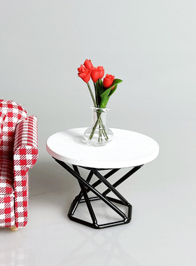 1:12娃娃屋dollhouse家具摆件迷你小茶几桌子茶边几微缩场景配件