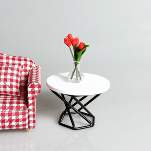 1:12娃娃屋dollhouse家具摆件迷你小茶几桌子茶边几微缩场景配件