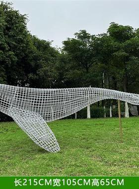 户外不锈钢镂空鲸鱼摆件园林景观公园草坪装饰海豚发光动物大雕塑