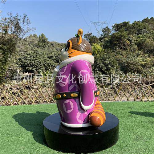 IP形象设计制作商场门店卡通动物景观装饰玻璃钢猫落地摆件