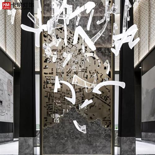 售楼处亚克力字母吊灯酒店大厅创意装饰挂件沙盘大型工程灯具定做