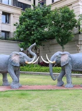 大型仿真野生大象玻璃钢雕塑博物馆动物园草坪装饰房地产美陈摆件
