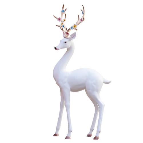 玻璃钢抽象仿铜鹿雕塑白色梅花鹿摆件户外售楼部园林景观动物装饰