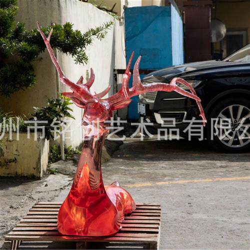 透明树脂鹿摆件酒店会所大堂落地雕塑园林广场麋鹿装饰品手工室内