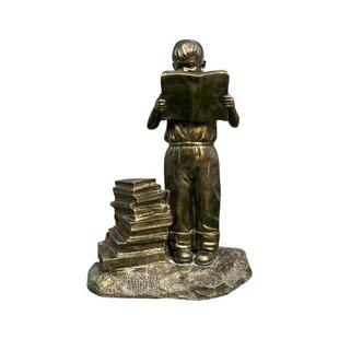 玻璃钢仿铜铸铜小孩读书看书雕塑户外庭院公园绿地校园景观装 饰品
