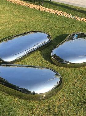 欧式现货抽象不锈钢鹅卵石头创意椭圆雕塑户外庭院水滴品园林摆件