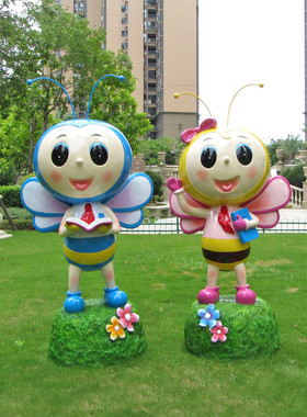 玻璃纤维蜜蜂雕塑模型卡通动物装饰幼儿园门装饰户外花园景区草图