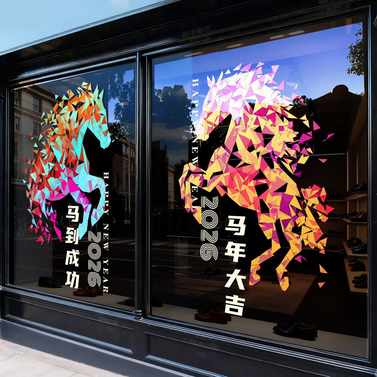 2026新年窗花创意马型窗贴马年春节装饰玻璃贴纸静电元旦氛围布置,家居饰品,软装墙贴,淘宝优惠券,粉丝福利购,淘宝优惠卷