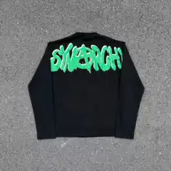 Syna Long-Sleeve T-Shirt with Large Back Print, Same Style as European and American Celebrities, Uk Dripdril, Loose American Style