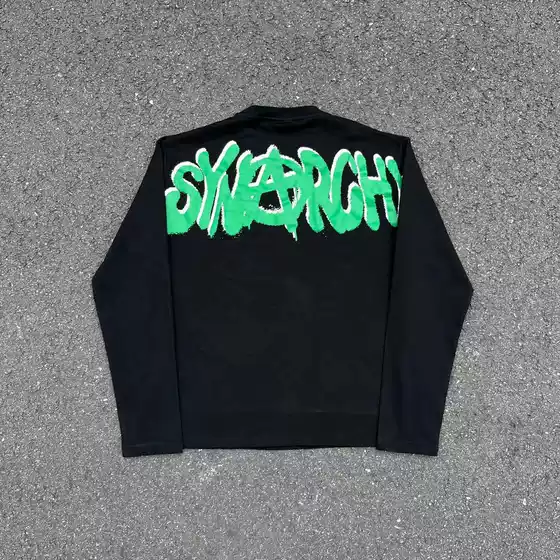 Syna Long-Sleeve T-Shirt with Large Back Print, Same Style as European and American Celebrities, Uk Dripdril, Loose American Style