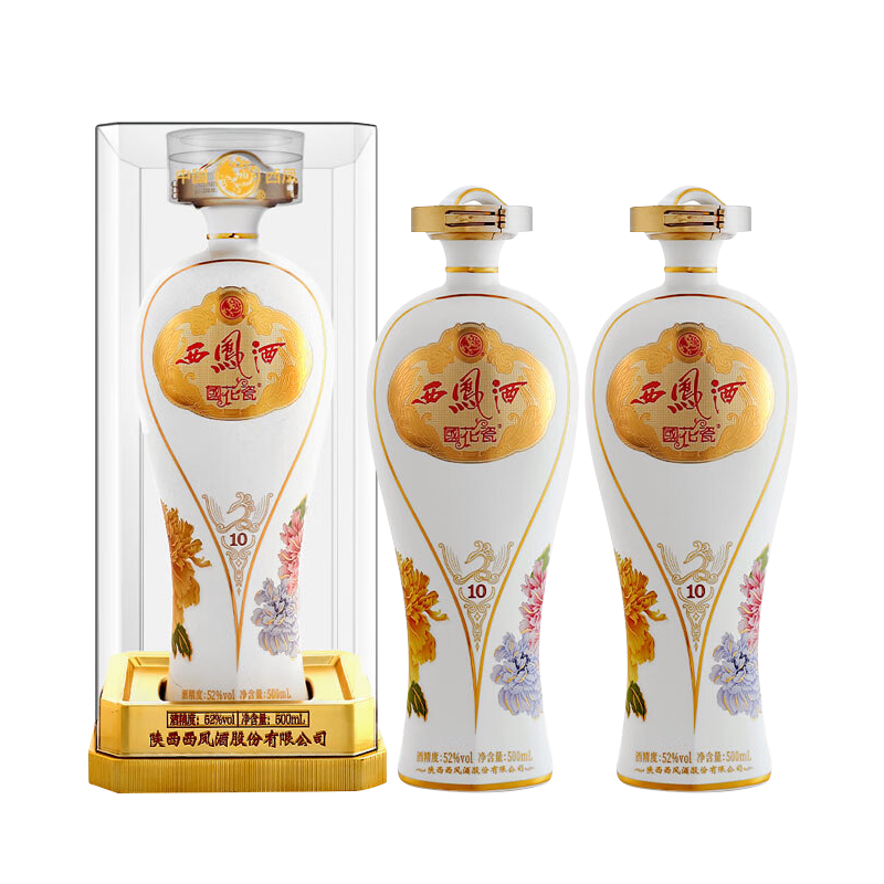 西凤酒 国花瓷 10年月华 凤香型白酒 52度 500mL*2瓶 送礼宴请