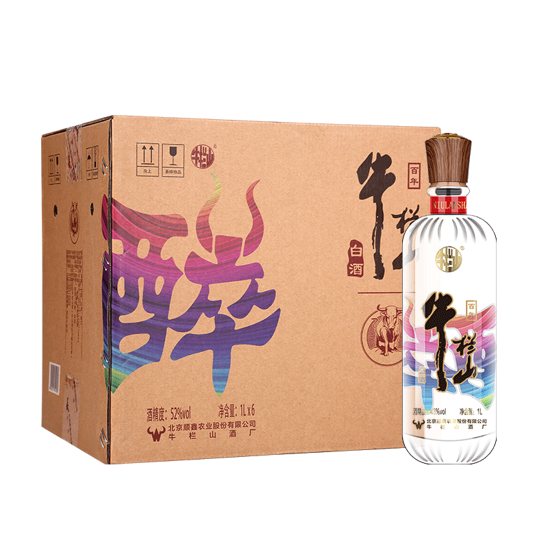 百年牛栏山醉系列醉牛1000ml*6瓶 52度二锅头清香型白酒整箱12斤