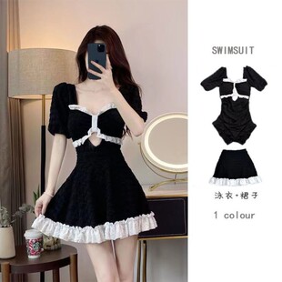 裙保守遮肉显瘦泡温泉 短袖 连体微胖女孩泳衣女感2025新款 大码