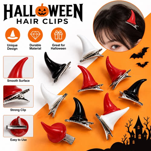2pcsHalloween Accessories Horn Hair Clips万圣节饰品牛角发夹