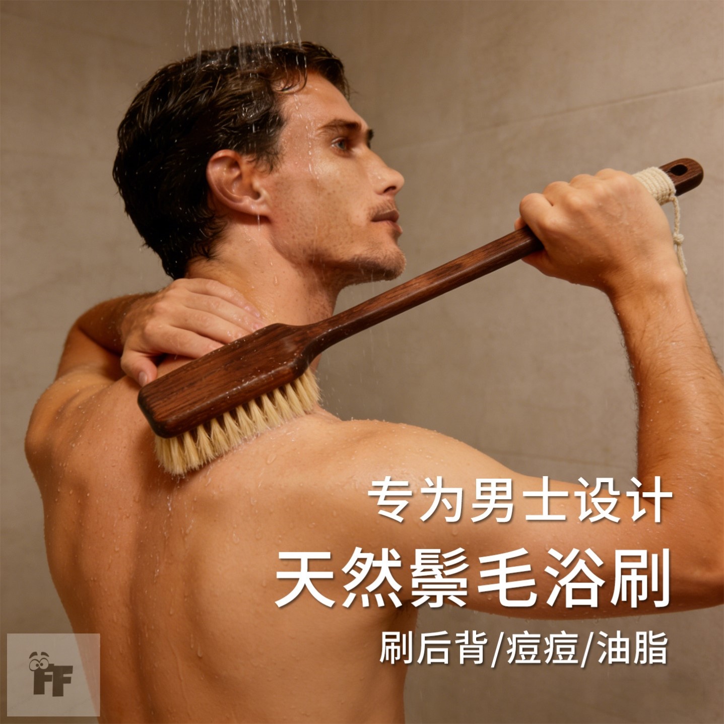 超长柄洗澡刷猪鬃沐浴刷子软马毛男士专用搓泥后背干刷神器身体刷