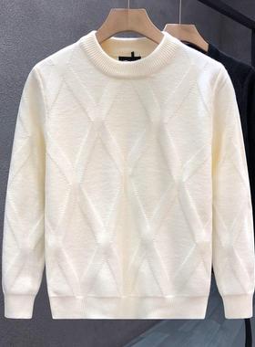 it Afternnaths潮牌！米白色重磅毛衣男保暖打底针织衫春秋季新款