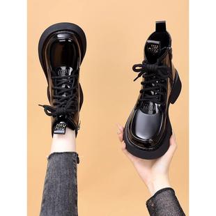 真皮厚底马丁靴女英伦风2025秋冬新款 单靴网红百搭炸街小短靴 时尚