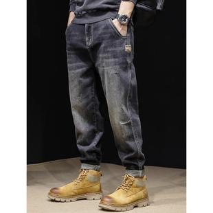 男秋冬男款 BIAS潮牌弹力牛仔裤 宽松大码 美式 黑色直筒裤 neith