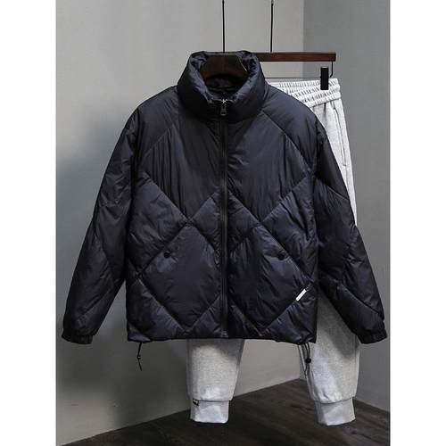 菱格设计~白鸭绒保暖！羽绒服男冬季新款黑色轻薄面包服外套短款