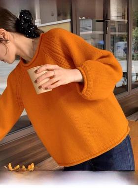 Rouje tusse胖MM遮肉羊毛衣打底衫女秋冬款简约百搭长袖羊绒上衣