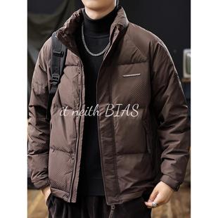neith 新款 BIAS美式 羽绒服男2025冬季 白鸭绒立领外套 覆古短款