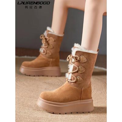 厚底内增高9CM雪地靴2025冬季新款防寒保暖加绒加厚棉靴休闲鞋女