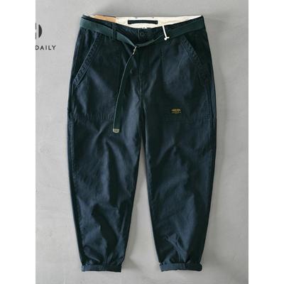 home daily 纯棉休闲裤男秋冬纯色宽松直筒阿美咔叽男士工装长裤