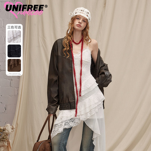 UNIFREE不规则蕾丝连衣裙
