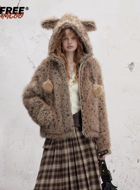 【甜甜圈专属】UNIFREE棕色毛绒外套兔耳朵加厚U254B007C1C1-2