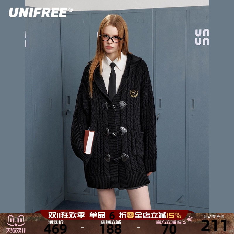 UNIFREE复古绞花毛针织衫