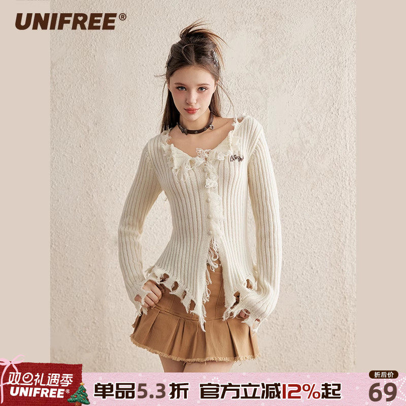 UNIFREE单排扣毛针织衫