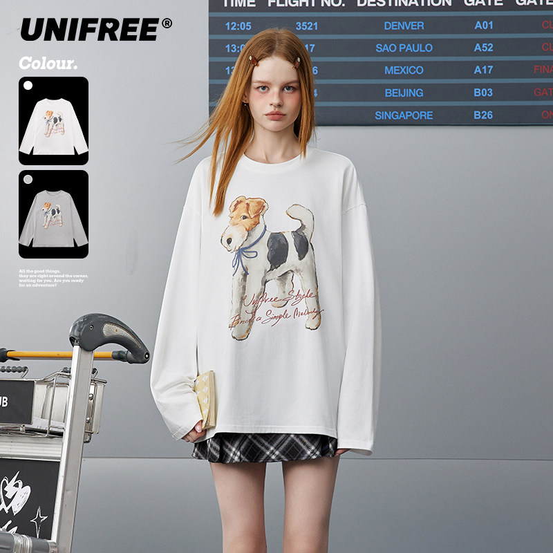 【昕怡专属】UNIFREE套头长袖T恤小狗图案U251G623P1W1