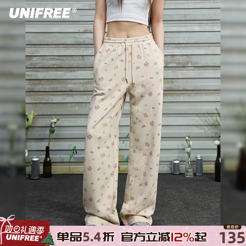 UNIFREE碎花休闲运动裤