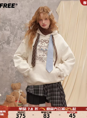 UNIFREE潮酷连帽卫衣女秋冬新款落肩宽松修身美式复古风针织上衣