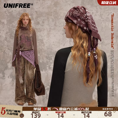 UNIFREE腰果花复古三角巾头巾