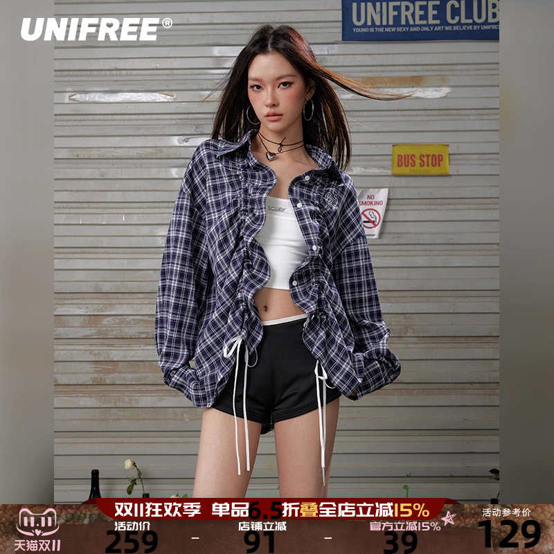 UNIFREE直筒单排扣长袖衬衫