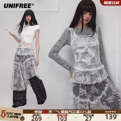 UNIFREE白色短袖连衣裙