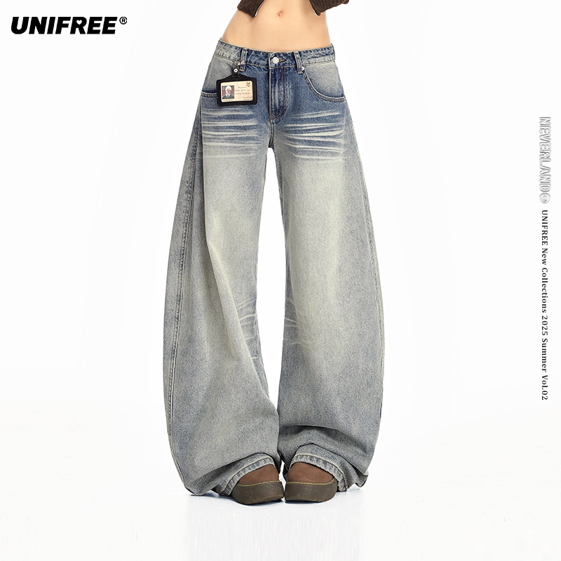 UNIFREE美式复古弯牛仔裤