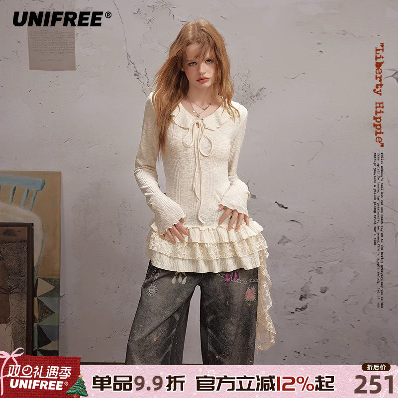UNIFREE针织肌理感长袖T恤
