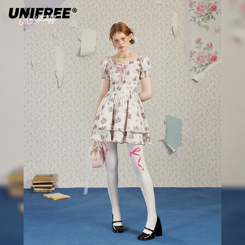 【虹虹直播间】UNIFREE法式动物印花连衣裙U251I031K2K2